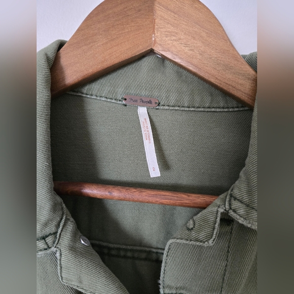 Free People Green Cropped Jacket Size 2 Small Womens - Picture 6 of 7